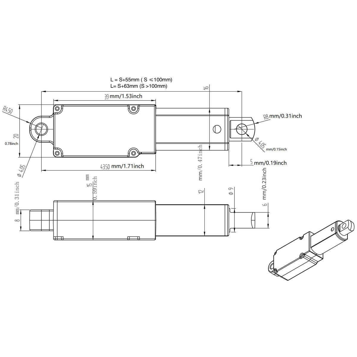 BH-04-Mirco Electric Linear Actuator Small Motor 30mm/50mm/100mm/150mmStroke 30N/60N/90N/180N Motor For Remote Controls Automation Robotics,Cabinets Window Opener Robitcs