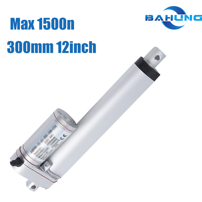 BH-03-Mini Linear Actuator 150mm-350mm 12V 24vDC ,linear motor for fire-fighting window-Stroke6-8-10-12-14inch Max Load 1500N 330LBS , Silver