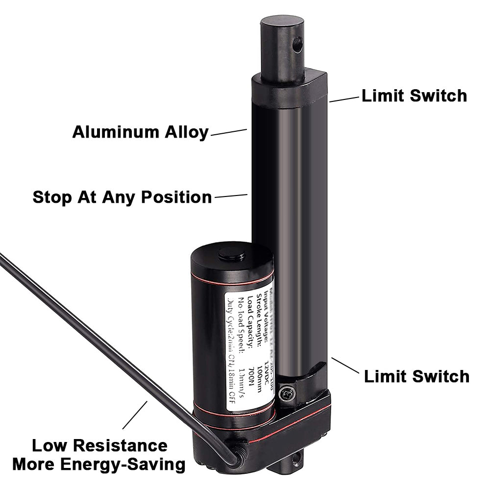 BH-03-Mini Linear Actuator 406mm-600mm 12V 24vDC ,linear motor for fire-fighting window-Stroke16-18-20-22-24inch Max Load 1500N 330LBS , Black