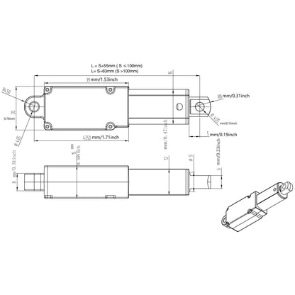 BH-04-Mirco Electric Linear Actuator Small Motor  30mm/50mm/100mm/150mmStroke 30N/60N/90N/180N Motor For Remote Controls Automation Robotics,Cabinets Window Opener Robitcs
