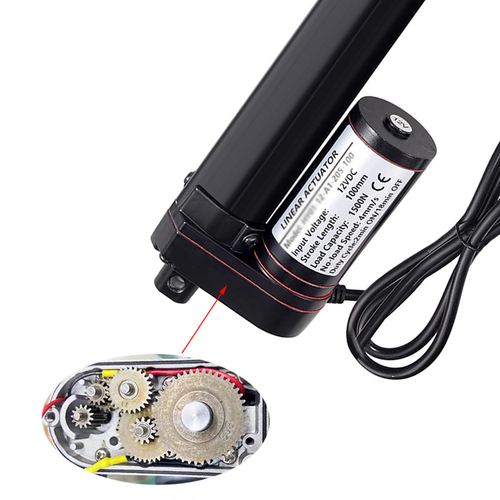 BH-03-Mini Linear Actuator 406mm-600mm 12V 24vDC ,linear motor  for fire-fighting window-Stroke16-18-20-22-24inch Max Load 1500N 330LBS , Black