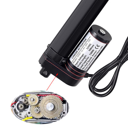 BH-03-Mini Linear Actuator 406mm-600mm 12V 24vDC ,linear motor  for fire-fighting window-Stroke16-18-20-22-24inch Max Load 1500N 330LBS , Black